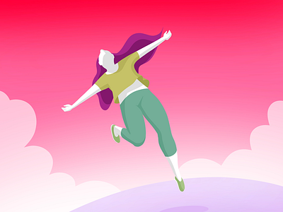Summer girl happiness illustration jump running summer vector