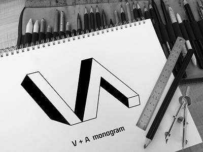 V A Monogram app branding clean design flat icon identity illustration illustrator lettering logo minimal typography vector