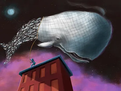 Little Fish, Big Fish book illustration conceptual data digital editoral goals illustration
