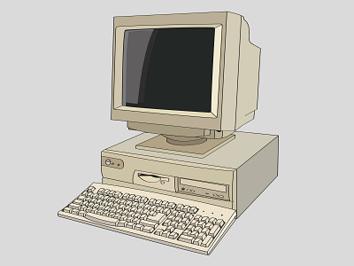 Old Pc design dribbble ibm illustration pc vector