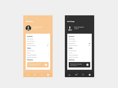 Settings 007 app app design daily 100 daily ui design minimal mobile app navigation setting settings ui ux