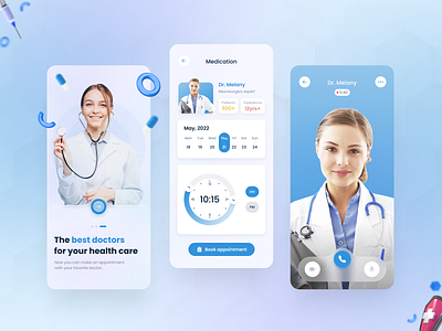 Medical App Design 👩🏻‍⚕️🩺 app background blue blur doctor goodstyle gradient health healthapp home layerblur medical medicine onboarding schedule splash trends2023 ui uitrends videocall