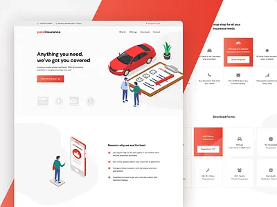 Insurance Website branding illustration logo minimal red simple sketch sketchapp typography ui ux vector