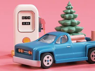 Pickup Truck WIP 3d forest gasoline illustration petroleum picker pickup shell timeless trees truck udhaya wood