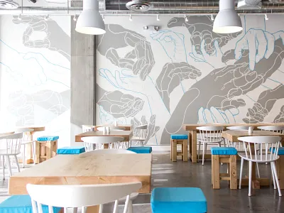 Sunnin Lebanese Cuisine art direction brand identity branding collateral design design eating environment design food graphic design hands identity design illustration la logo los angeles mural photography restaurant restaurant design typography