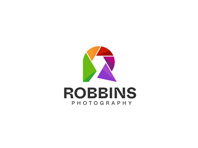 Robbins photography branding camera colorful and modern lettermark logo logo design logo mark photography logo r letter photography wordmark