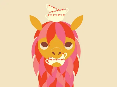 Tea Party herring haggis illustration lama tea teaparty