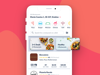 Food ordering app - Listing Page app food food app interface mobile app mobile ui ui ux