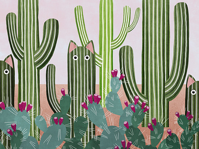 cactus cats botanical botanical illustration cactus cats flowers illustration