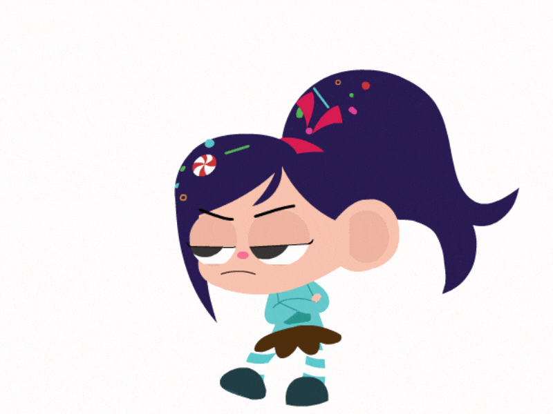 Vanellope von Schweetz "Eyeroll" 2d 2d animation animation character character animation disney disney art disney princess emoji illustration motion graphics portland wreck it ralph