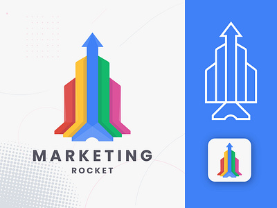 Rocket Growth marketing logo app icon arrow arrows brand guide brand identity branding creative logo design growth logo logo design logo designer logo mark logotype marketing modern logo rocket startup symbol unique logo