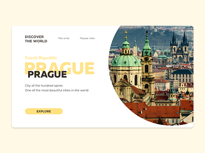 Landing page - Prague city daily ui daily ui 003 design landing page photo prague travel trip ui ui design ux web website yellow