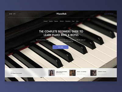 The Piano Hub - Landing page concept clean daily 100 challenge daily ui graphic design guide instrument keyboard landing page music piano product design ui