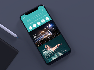 iPhone X Event Listing app dailyui dashboard design event listing illustration illustrator minimal sketch ui ux web website