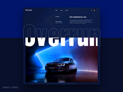 Sports Car Official Website blue car design flat icon illustration online site typorgraphy ui web
