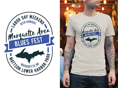 Marquette Blues Fest Logo adobe illustrator badge badge design badge logo design event logo festival festival logo illustration logo logo design logo mockup marquette michigan oval logo oval logo design tshirt logo tshirt mockup typography vector