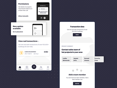 Dashboard Cards cards dashboard minimal mobile app real estate wireframe