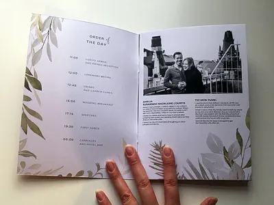 Vintage watercolour wedding order of service booklet brochure foliage gettin hitched rocks leaves order of ceremony order of day order of service watercolour wedding