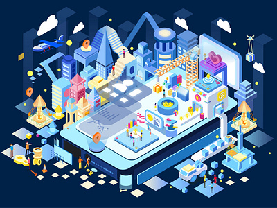 2.5D design illustration ui