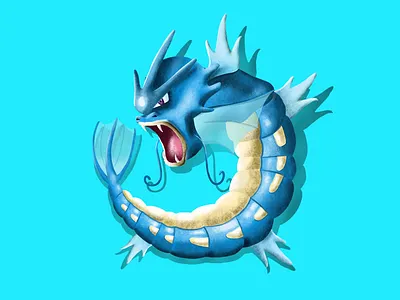 Gyarados gen 1 gyarados illustration ipad nintendo pokémon pokémon go procreate switch