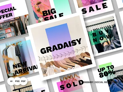 Gradaisy Social Media Pack background banner design facebook fashion instagram instagram banner instagram post instagram stories instagram template instagramtemplates media promotion sale social social media stories template twitter vector