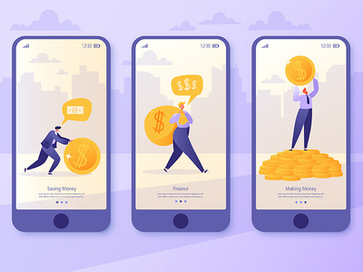 Mobile App Finance 2d 2d art adobe illustrator business businessman character design concept digitalart finance flat design illustration money people ui vector