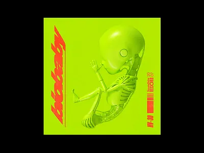bio baby 3d baby brutalism design graphic green minimal poster red render type typography