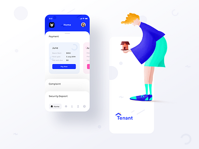 Tenant app assignment (Splash + Home payment) app assignment home illustration ios iphone logo neel pay payment prakhar rent rental app screen sharma splash tenant trend ui uiux