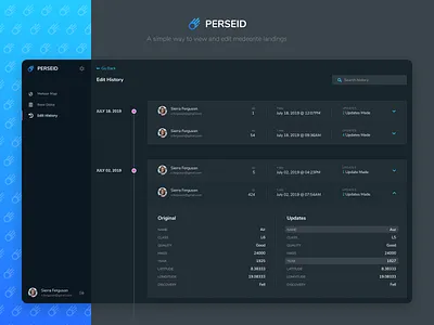 Perseid | Meteorite Landing App app application design branding concept dark app dark ui figma landing logo meteor meteor app meteorite ui ui design ux