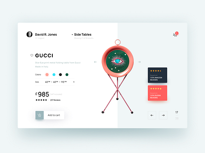 Gucci Table Online Shopping UI Concept brand concept ecommerce fashion gucci online store retail side table table ui ui design ux ux design web web design
