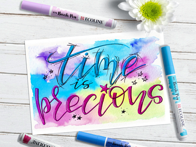 Time is precious 💙 calligraphy drawing hand draw home decor letter illustration lettering lettering art letters quotes watercolor watercolor art