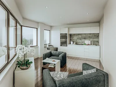 render student dormitory living room in Britain 3d max 3d visualization 3dsmax apartment architecture comfortable coronarender design illustration livingroom minimalism render shot vizualization