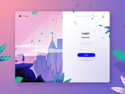 InfinitePay - Login interface art art direction color concept creative design enter fintech flower form illustration login login page pink site ui ux web website work