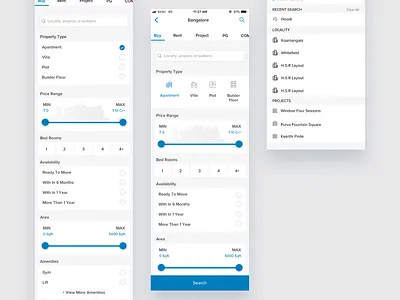 QH Property Search Filter Option for IOS Mobile Application app design ios ios app property search property search filter range ui search filter ui ux