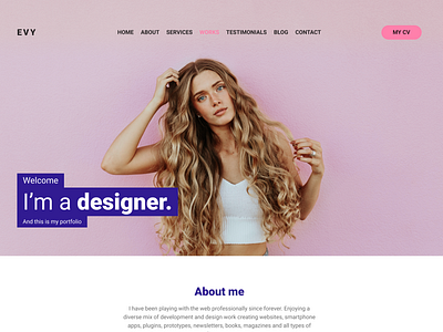 Evy cv landing page landing page design personal portfolio resume theme design ui design website design wordpress theme