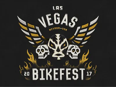 2017 Las Vegas Bikefest T-shirt Illustration bikefest flames graveyard hand drawn illustration las vegas skulls texture wings