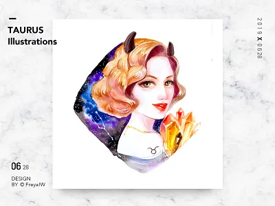 Taurus design illustration watercolour 插图 设计