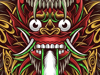 barong artwork bali barong design illustration illustrator masked