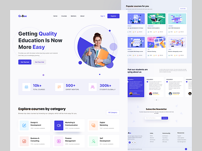 Online Course Landing Page colorful course e learning edtech education education website elegant landing page learning app learning platform online class online course online tutoring tutoring ui university ux web design web3 website