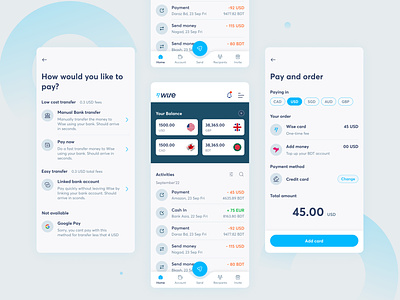 Wise App - Redesign Concept android app bank design guidelines design system ecommerce finance app financial gateway mobile mobile app design payment method payoneer paypal product design transfer wise ui ux website wise
