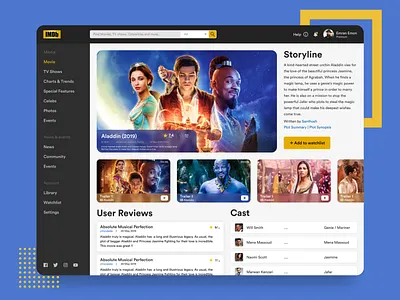 IMDb Header Redesign Concept Exploration clean dashboad design flat header header exploration imdb landing page minimal movies simple ui ui design uidesign user interface ux uxdesign web design web ui website