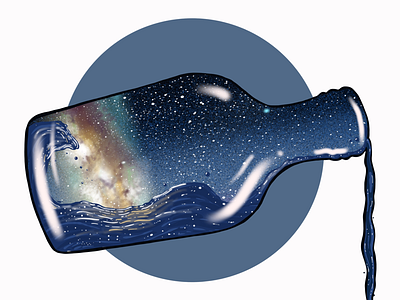 Milky Way in a Bottle astronomy design digital art graphic design illustration ipad pro milky way procreate sketch surrealism