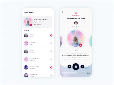 Minimalist Music Player album app app design artist card cards clean interface listen lyrics mobile music player players slider song tracks ui uidesign ux