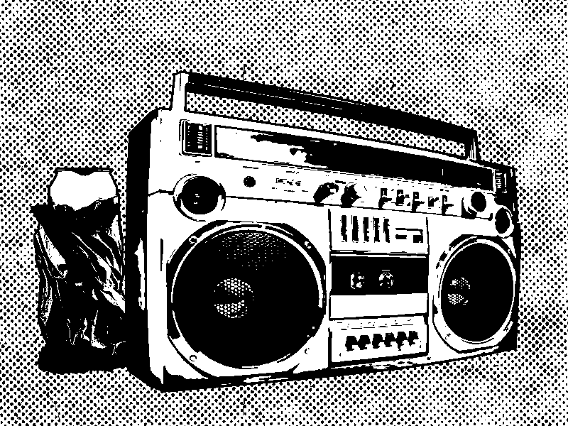 Boom Box animated bw gif photoshop