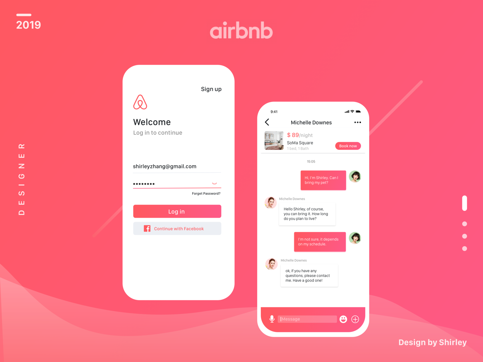 Airbnb redesign Login & Chat by Shirley Zhang on Dribbble
