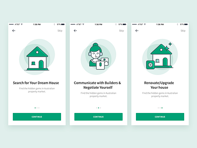 Onboarding Screens app ios app mobile app onboard onboarding screens property search realestate ui ux