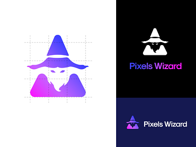 Pixels Wizard - Logo Design branding design illustration logo logo design mascot logo vector wizard logo
