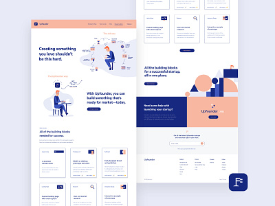 Upfounder | Website blocks confusion flag illustration landing page people startup web website