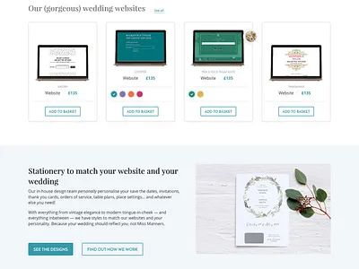 Gettin' Hitched Rocks website landing page clean colour options colour picker cta gettin hitched rocks landing page product card products sections