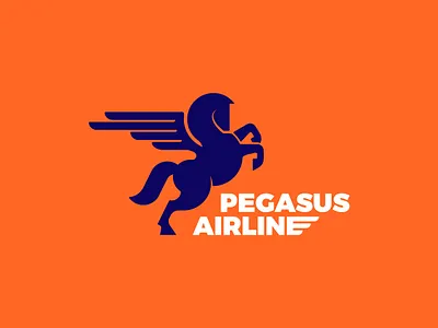 Pegasus Airline | Company logo air airline airline logo airplane animal logo fly flying flying horse geometric logo horse horse logo illustration logo logo design logotype negative space pegasus wing winged winged horse